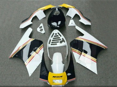 1988-1989 Honda NSR250R Motorcycle Fairings - White Yellow Gold Glossy Black