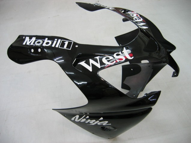 2000-2001 Kawasaki ZX9R Motorcycle Fairings - Glossy Black White West