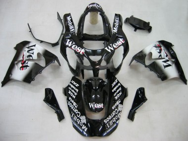 2000-2001 Kawasaki ZX9R Motorcycle Fairings - Glossy Black White West