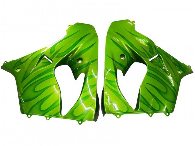 2000-2001 Kawasaki ZX9R Motorcycle Fairings - Green Flame