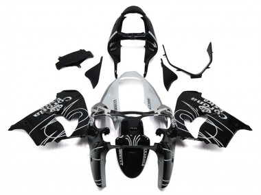 2000-2001 Kawasaki ZX9R Motorcycle Fairings - Glossy Black White Corona Extra
