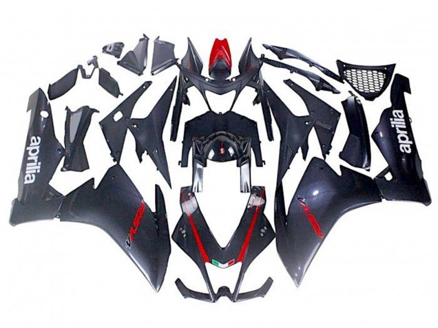 2009-2015 Aprilia RSV4 1000 Motorcycle Fairings - Black Faux Carbon Fiber Red