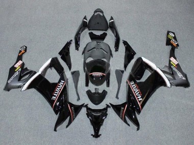 2008-2010 Kawasaki ZX10R Motorcycle Fairings - Glossy Black Red White Hayate
