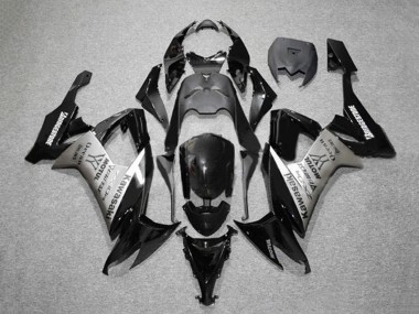 2008-2010 Kawasaki ZX10R Motorcycle Fairings - Glossy Black Grey Bridgestone Motul