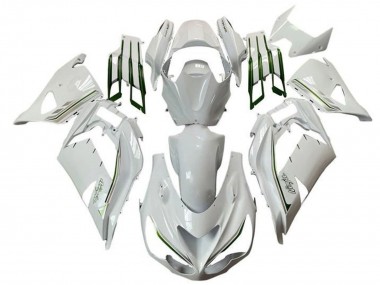 2012-2024 Kawasaki ZX14R ZZR1400 Motorcycle Fairings - White Green Silver Stripe