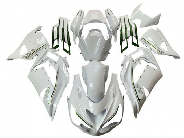 2012-2024 Kawasaki ZX14R ZZR1400 Motorcycle Fairings - White Green Silver Stripe