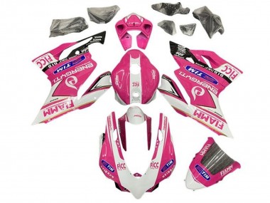 2011-2014 Ducati Panigale 899/1199 Motorcycle Fairings - Pink White Glossy Black Fiamm