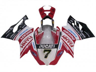 2011-2014 Ducati Panigale 1199 Motorcycle Fairings - White Red Glossy Black Fiamm Tim 7
