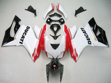 2011-2014 Ducati Panigale 1199 Motorcycle Fairings - White Red Glossy Black Stripe