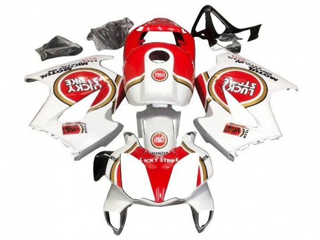 2002-2013 Honda VFR 800 Motorcycle Fairings - White Red Lucky Strike