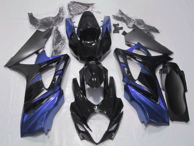 2007-2008 Suzuki GSXR 1000 Motorcycle Fairings Kit - Glossy Black Matte Black