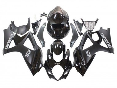 2007-2008 Suzuki GSXR 1000 Motorcycle Fairings - Glossy Black Matte Black Grey
