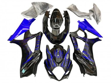 2007-2008 Suzuki GSXR 1000 Motorcycle Fairings - Black Blue Flame