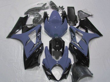 2007-2008 Suzuki GSXR 1000 Motorcycle Fairings - Silver Blue Glossy Black