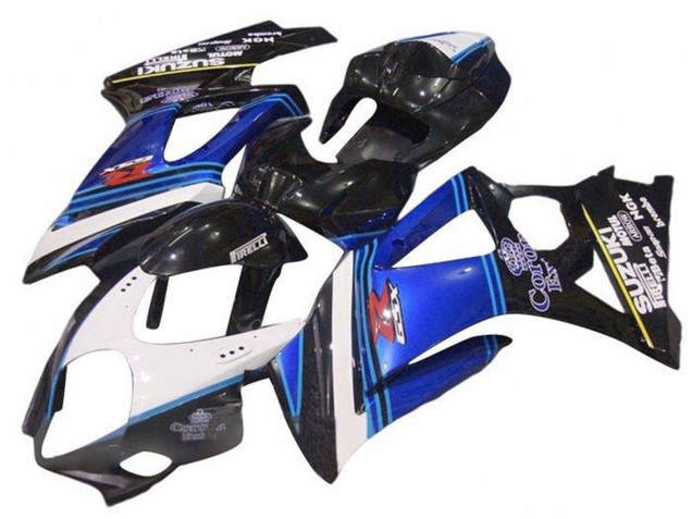 2007-2008 Suzuki GSXR 1000 Motorcycle Fairings - White Blue Black Corona