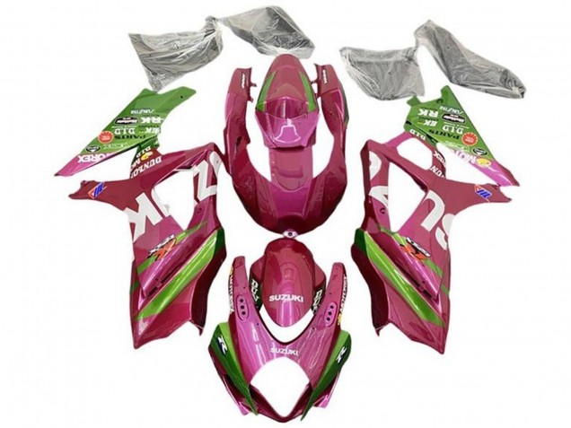 2007-2008 Suzuki GSXR 1000 Motorcycle Fairings - Pink Green White