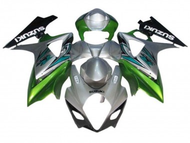 2007-2008 Suzuki GSXR 1000 Motorcycle Fairings - Silver Green Black