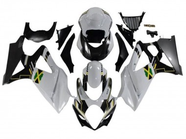 2007-2008 Suzuki GSXR 1000 Motorcycle Fairings - White Black Jamaica