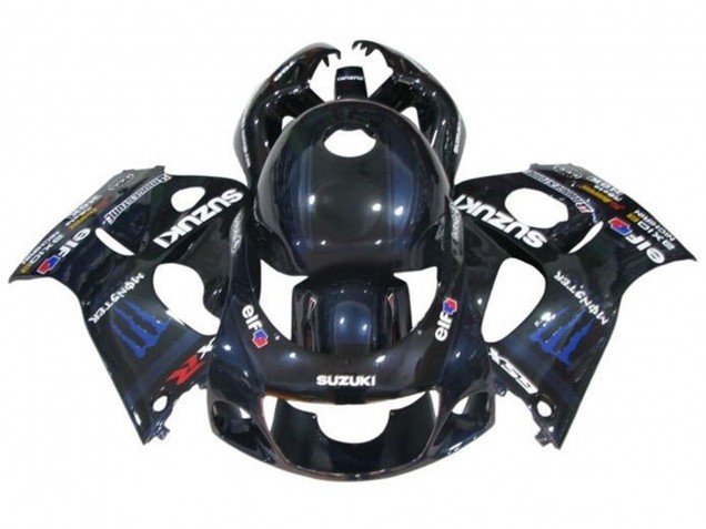 1996-2000 Suzuki GSXR 600 / GSXR 750 Motorcycle Fairings - Black Dark Blue Monster