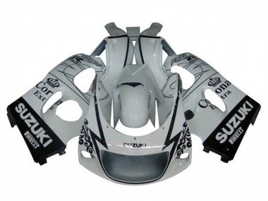 1996-2000 Suzuki GSXR 600 / GSXR 750 Motorcycle Fairings - White Black Tribal Corona