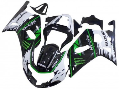 2001-2003 Suzuki GSXR 600 / GSXR 750 Motorcycle Fairings - White Black Green Monster