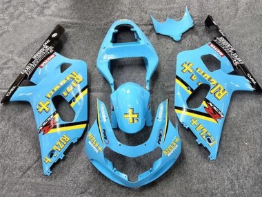 2001-2003 Suzuki GSXR 600 / GSXR 750 Motorcycle Fairings - Light Blue Yellow Black Black Rizla