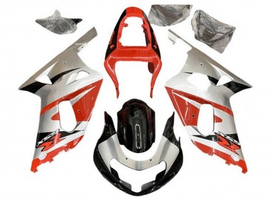 2001-2003 Suzuki GSXR 600 / GSXR 750 Motorcycle Fairings - Silver Red Glossy Black