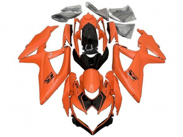 2008-2010 Suzuki GSXR 600 / GSXR 750 Motorcycle Fairings - Orange Glossy Black