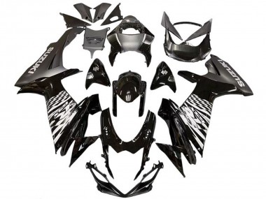 2011-2024 Suzuki GSXR 600 / GSXR 750 Motorcycle Fairings - Glossy Black Silver