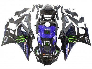2019-2021 Yamaha YZF R3/R25 Motorcycle Fairings - Blue Glossy Black Green ENEOS Monster