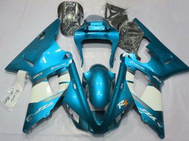 2000-2001 Yamaha YZF 1000 R1 Motorcycle Fairings - Blue White Silver