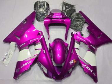 2000-2001 Yamaha YZF 1000 R1 Motorcycle Fairings - Raspberry White Silver