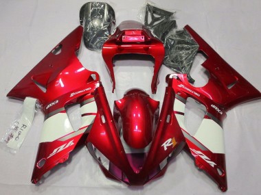 2000-2001 Yamaha YZF 1000 R1 Motorcycle Fairings - Red White Silver