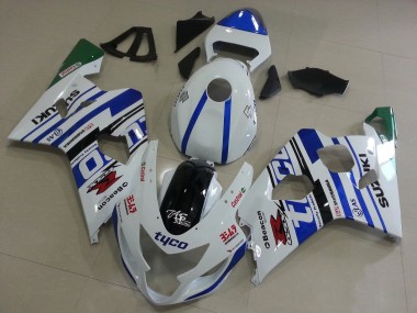 2004-2005 Suzuki GSXR 600 / GSXR 750 Motorcycle Fairings - White Blue Black Green Tyco