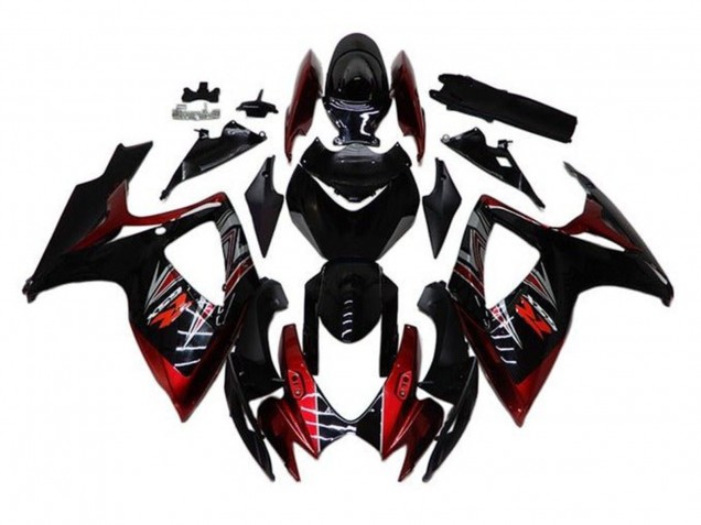 2006-2007 Suzuki GSXR 600 / GSXR 750 Motorcycle Fairings - Glossy Black Red