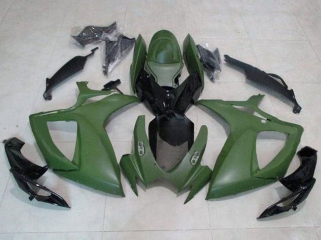 2006-2007 Suzuki GSXR 600 / GSXR 750 Motorcycle Fairings - Army Green Glossy Black