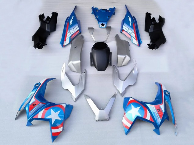 2022-2024 Honda ADV160 Motorcycle Fairings - Silver Blue Red White Star