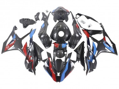 2023-2024 BMW S1000RR Motorcycle Fairings - Blue Red Carbon Fiber