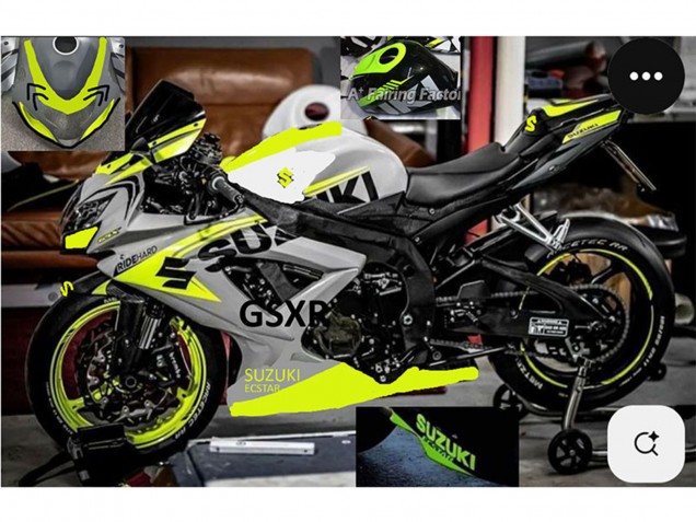 2004-2005 Suzuki GSXR 750 Motorcycle Fairings - Grey Lemon Green Black