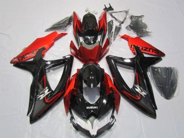 2007-2008 Suzuki GSXR 1000 Motorcycle Fairing - Glossy Black Red
