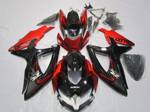 2007-2008 Suzuki GSXR 1000 Motorcycle Fairing - Glossy Black Red