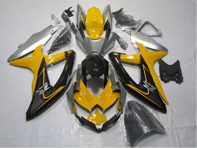2007-2008 Suzuki GSXR 1000 Motorcycle Fairing Kits - Yellow Silver Black