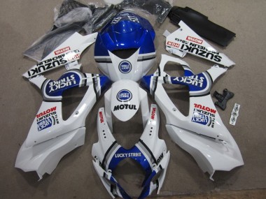 2007-2008 Suzuki GSXR 1000 Motorcycle Fairings - White Blue Lucky Strike Red Motul