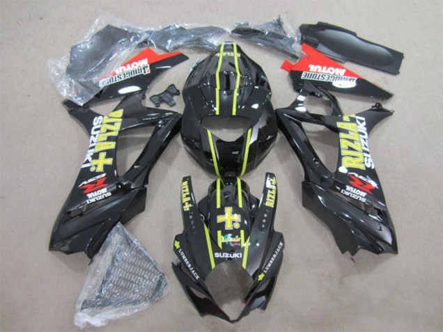 2007-2008 Suzuki GSXR 1000 Motorcycle Fairings - Glossy Black Yellow Red Rizla