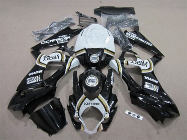 2007-2008 Suzuki GSXR 1000 Motorcycle Fairings - White Black Lucky Strike Motul