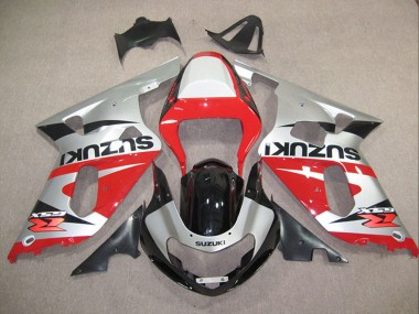 2001-2003 Suzuki GSXR 600 Motorcycle Fairings - Silver Red Glossy Black