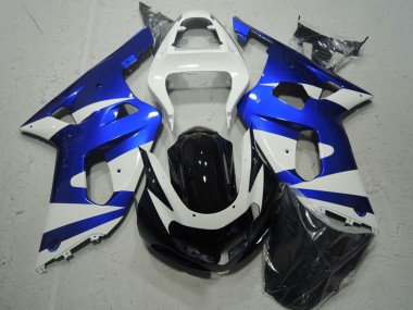 2001-2003 Suzuki GSXR 600 Motorcycle Fairings - White Blue Glossy Black