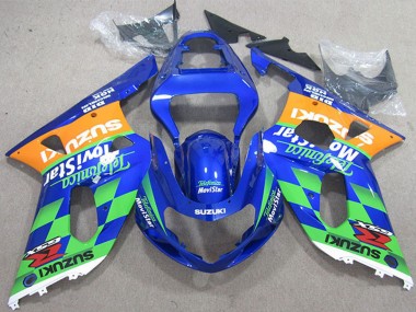 2001-2003 Suzuki GSXR 600 Motorcycle Fairings - Blue Orange Green Telefonica MoviStar