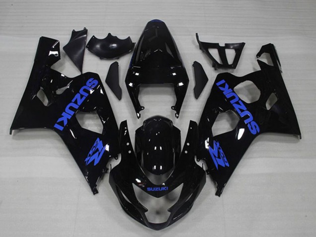 2004-2005 Suzuki GSXR 750 Motorcycle Fairings - Glossy Black Blue Decal