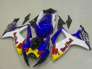 2006-2007 Suzuki GSXR 750 Motorcycle Fairings - Blue White Yellow Red Bull